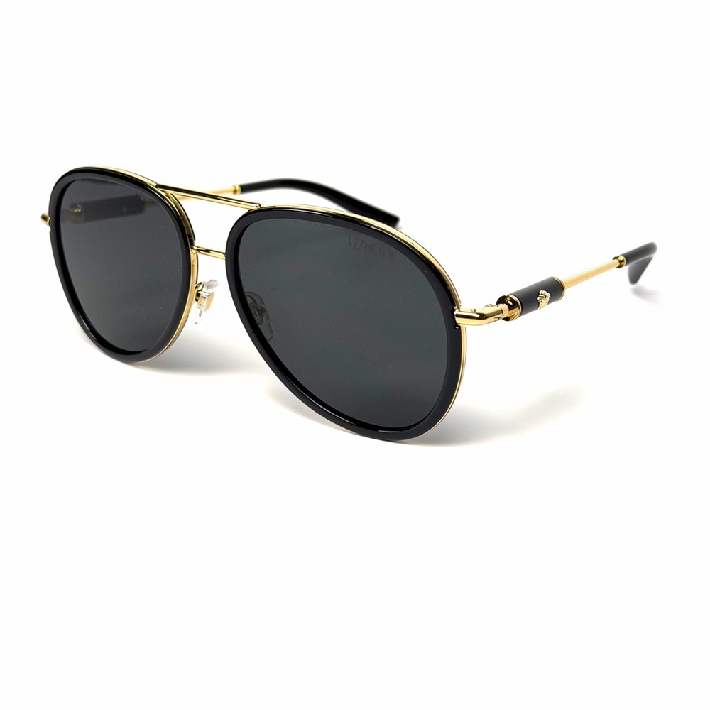 Versace Mod 2260 1002/87 Black Gold Aviator Pilot Authentic New - Picture 3 of 13